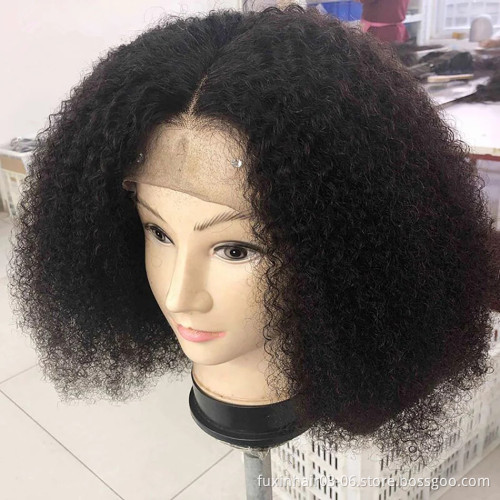 Afro Kinky Curly Virgin Remy Human Hair Bob Wig For African American Black Women Dreadlock African Curly Fluffy Hair Wig